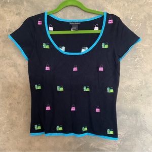 Vintage Y2K Sydney Easton | Embroidered Baby Tee | L